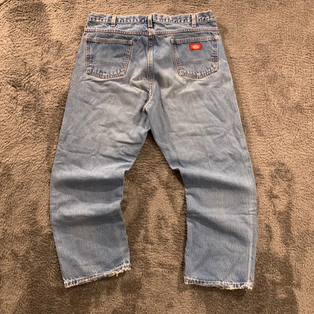 Dickies Mens Relaxed Fit Straight Leg Distressed Light Wash Denim Jeans 38x29